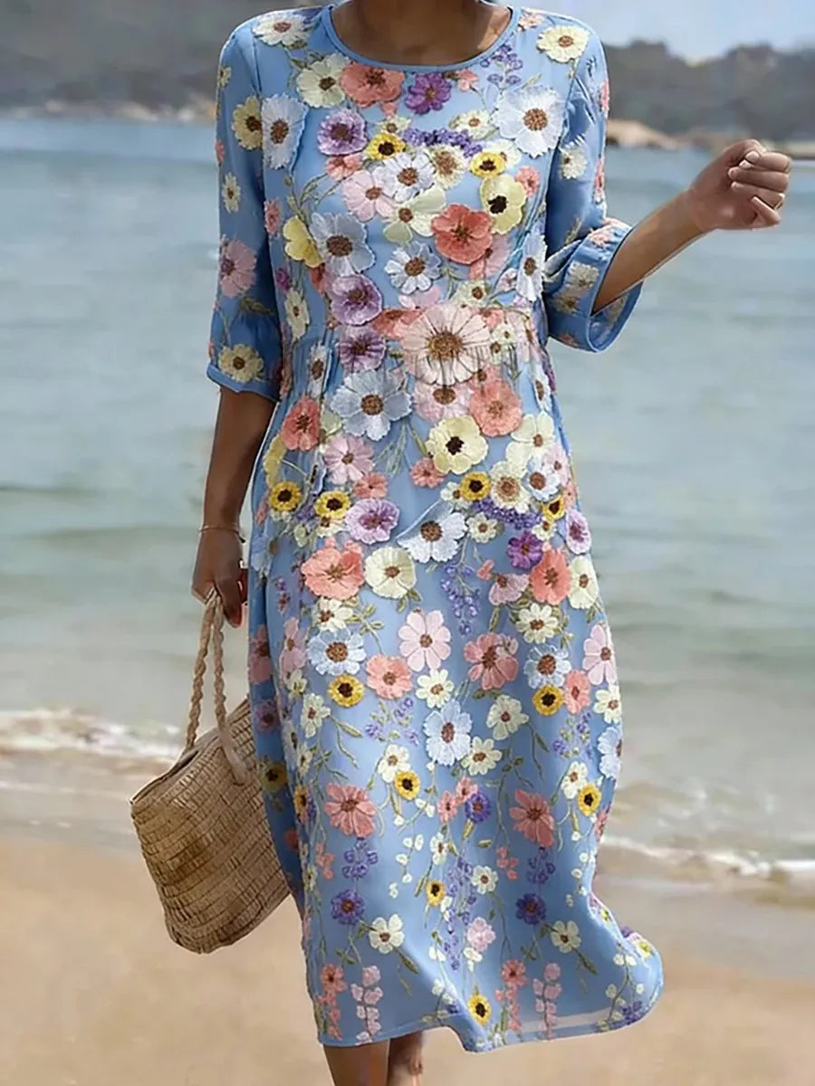 Soft-Cut Floral Print Dress – Zenith Moda