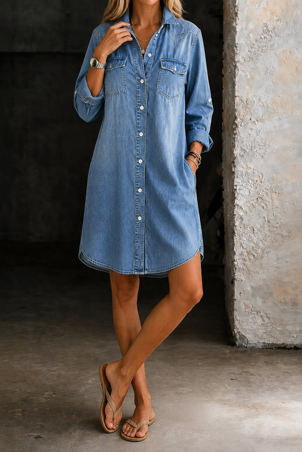 Donna | Casual Chic Denim Shirt Dress