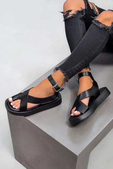 Black Nora-Sandalias de plataforma urbana con tiras cruzadas