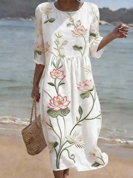 Floral Print Holiday Dress – Zenith Moda