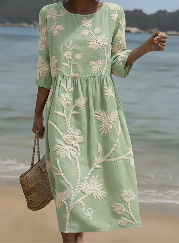 Casual Floral Print Dress with Flared Sleeves – Zenith Moda