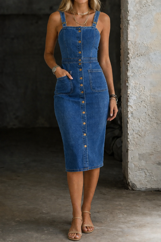 Indira | Button-Front Denim Dress