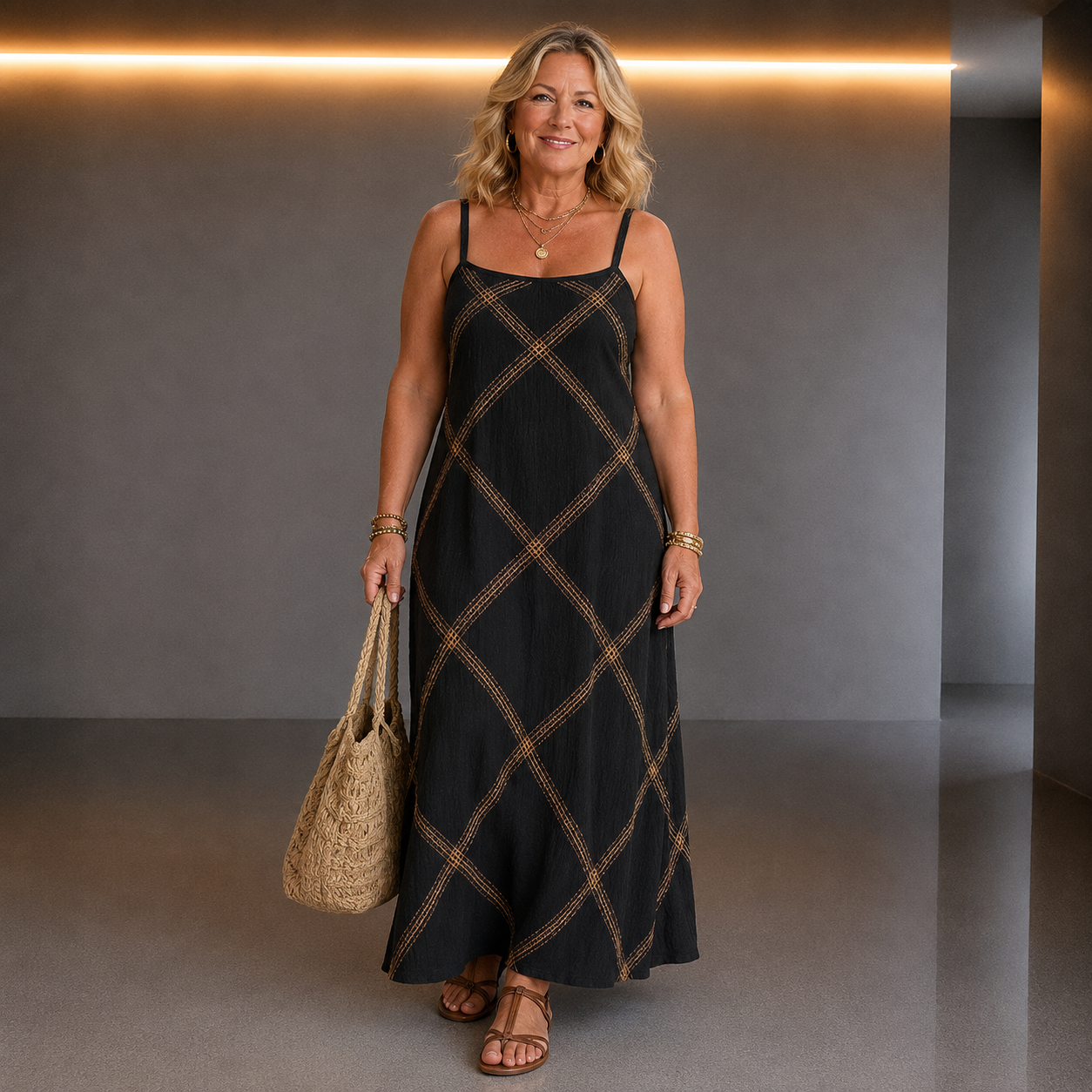 Avery Geometric Maxi Dress