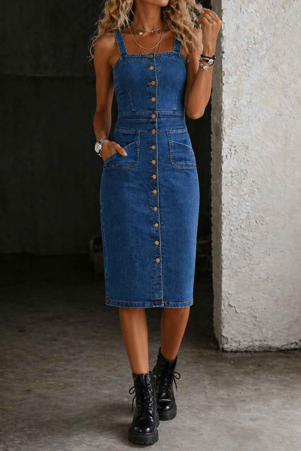 Indira | Button-Front Denim Dress