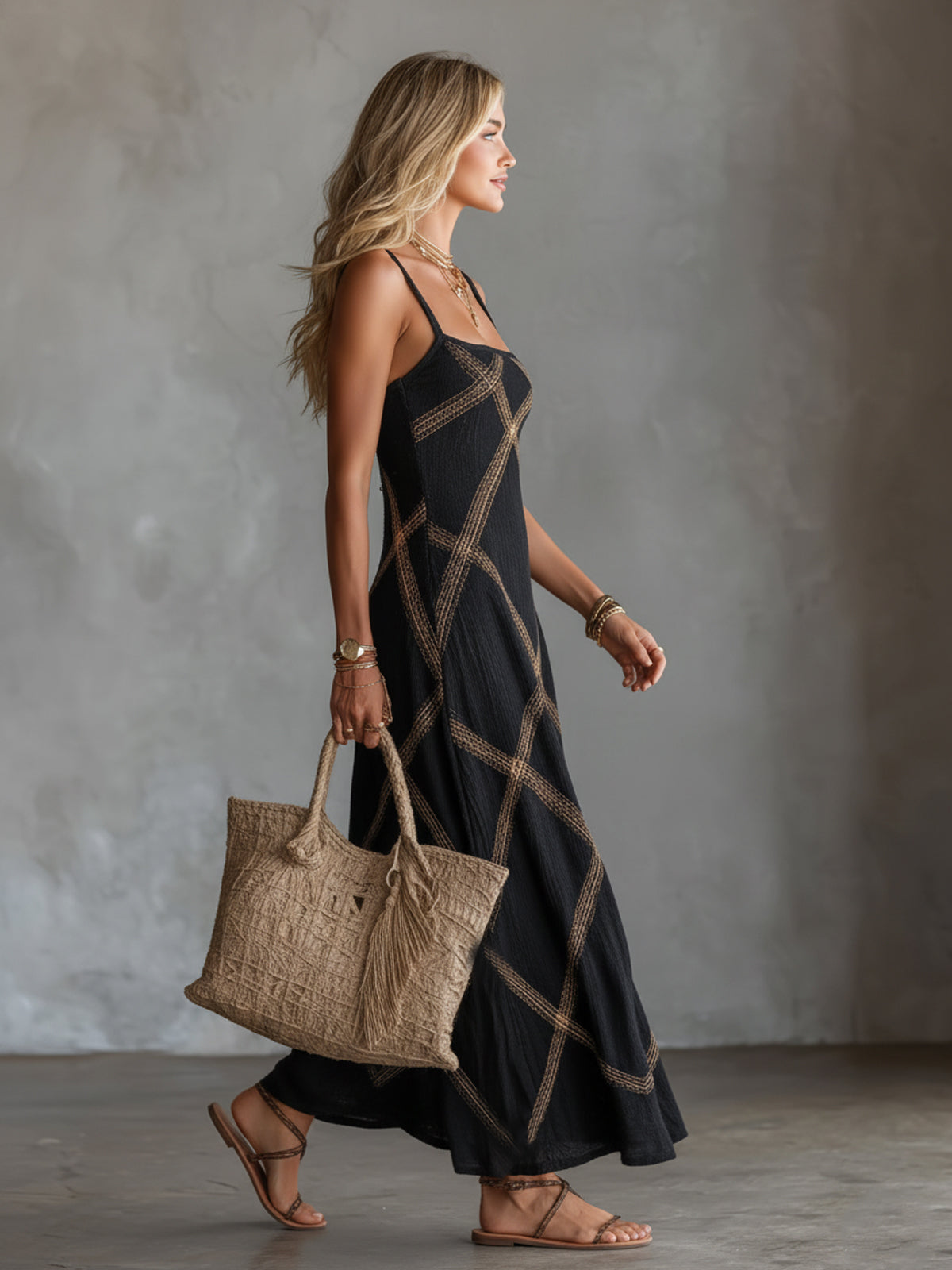 Avery Geometric Maxi Dress