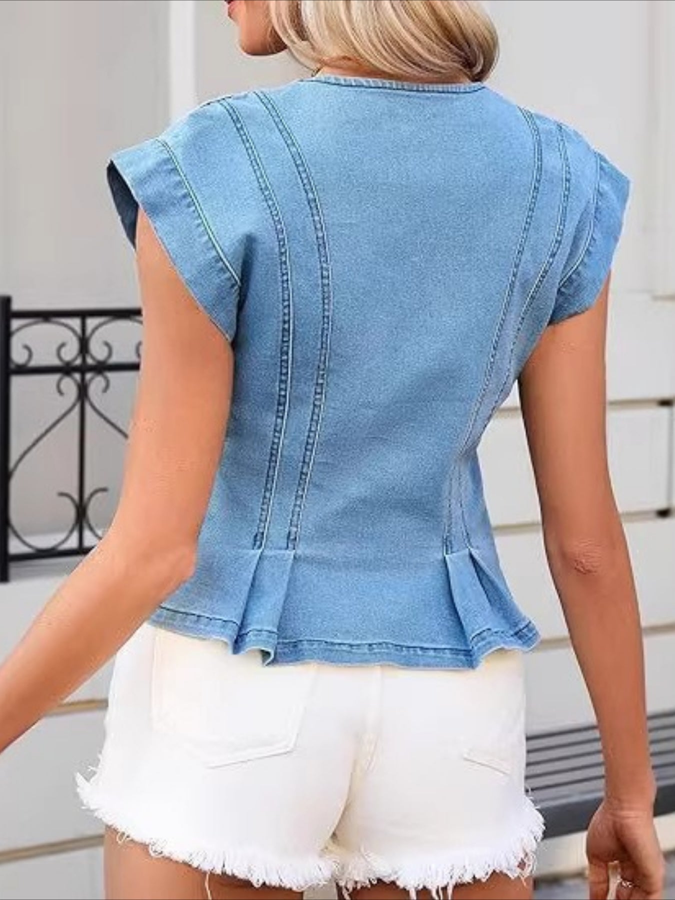 Vera | Denim V-Neck Top