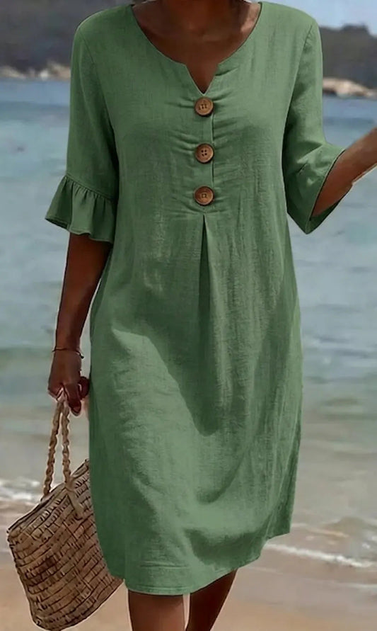 Floral Print Shirt Dress – Green – Zenith Moda