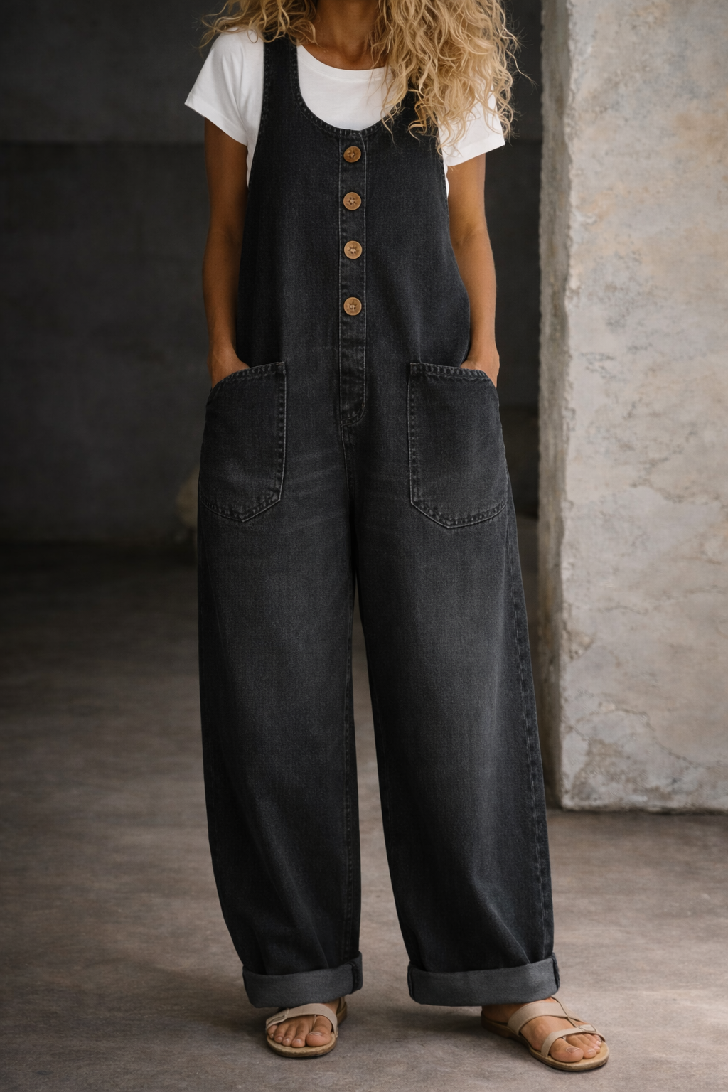 Salome | Vintage Washed Cotton Denim Overalls