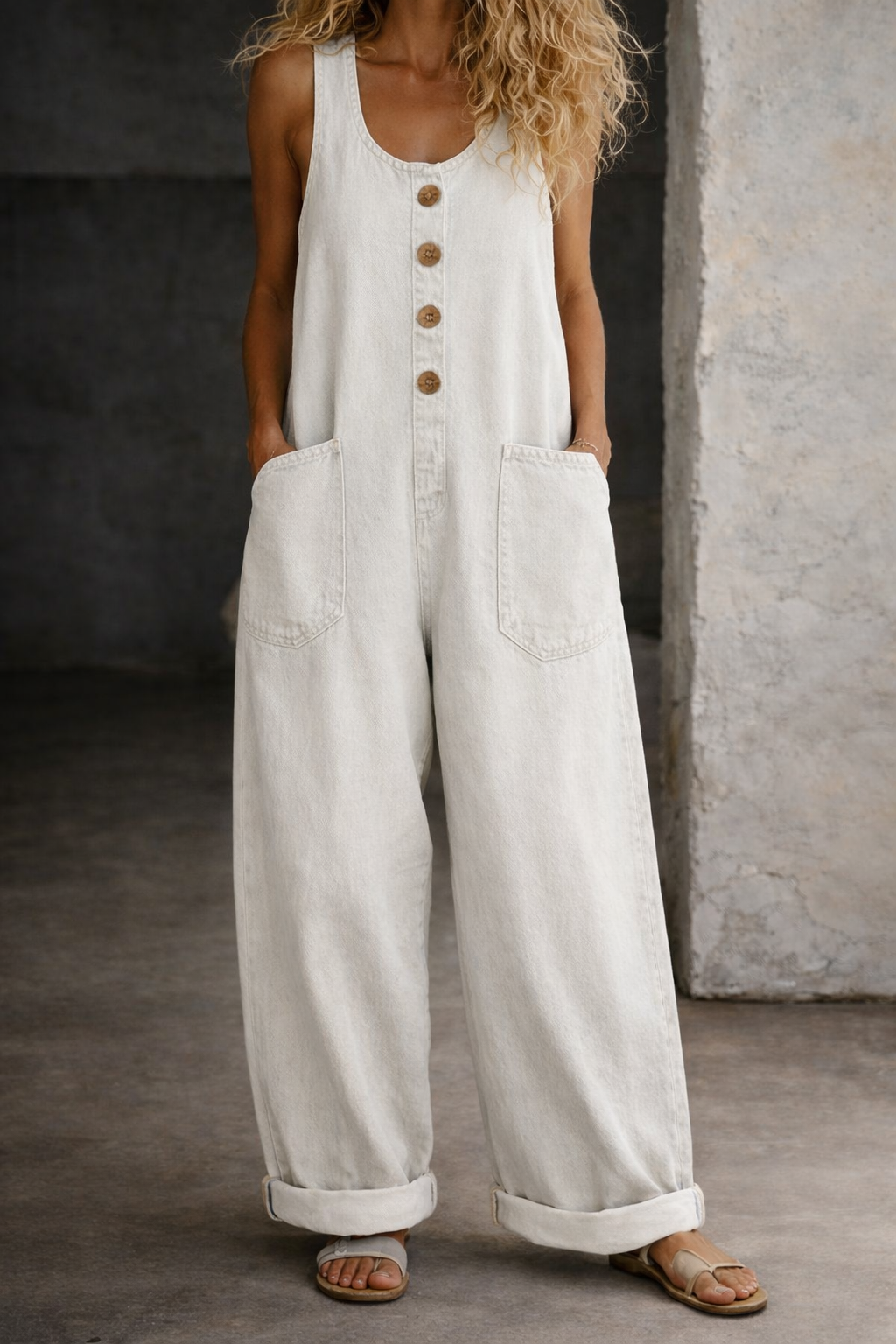 Salome | Vintage Washed Cotton Denim Overalls