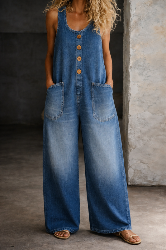 Salome | Vintage Washed Cotton Denim Overalls
