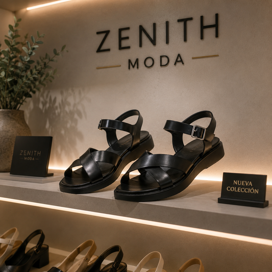 Black Nora – Urban Platform Sandals with Crossed Straps