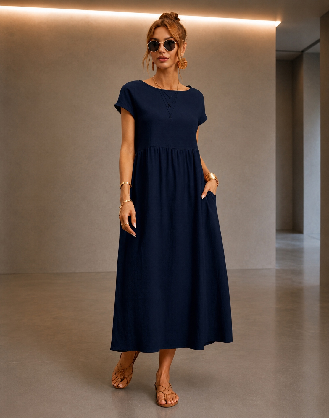 Clodagh- Flowing Midi Dress with Timeless Elegance