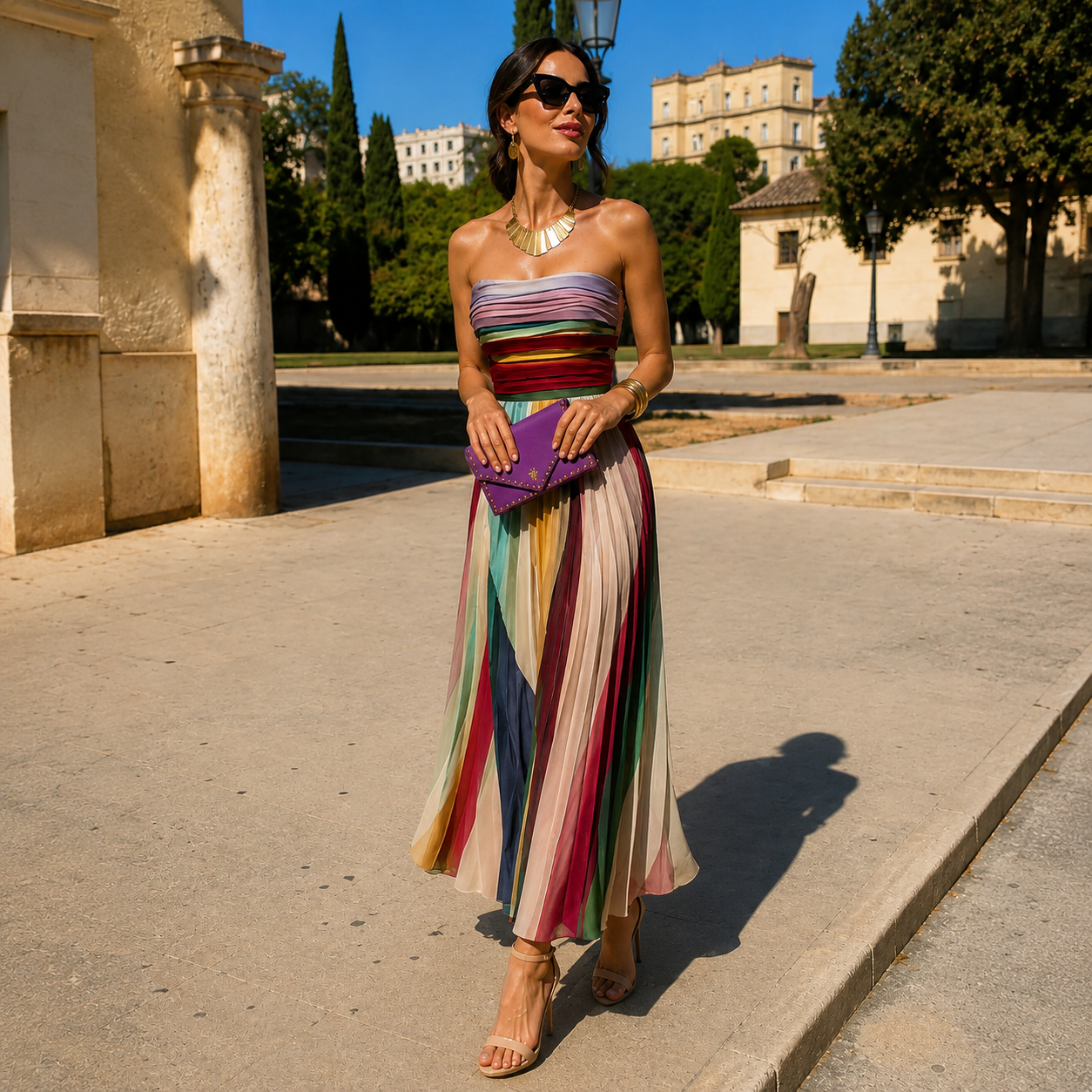 Aurora | Multicolor Pleated Dress