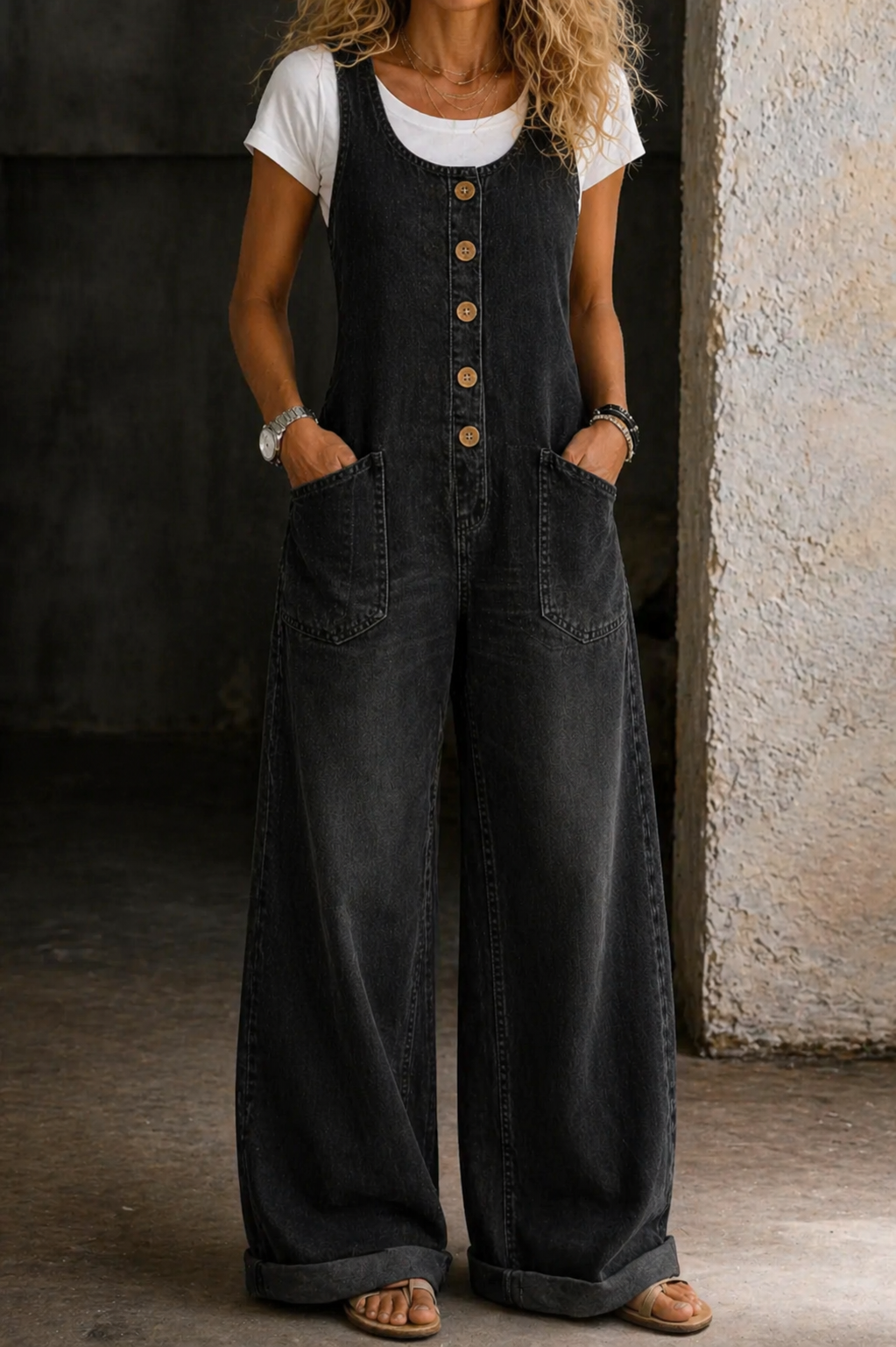 Belen | Vintage Washed Cotton Denim Overalls