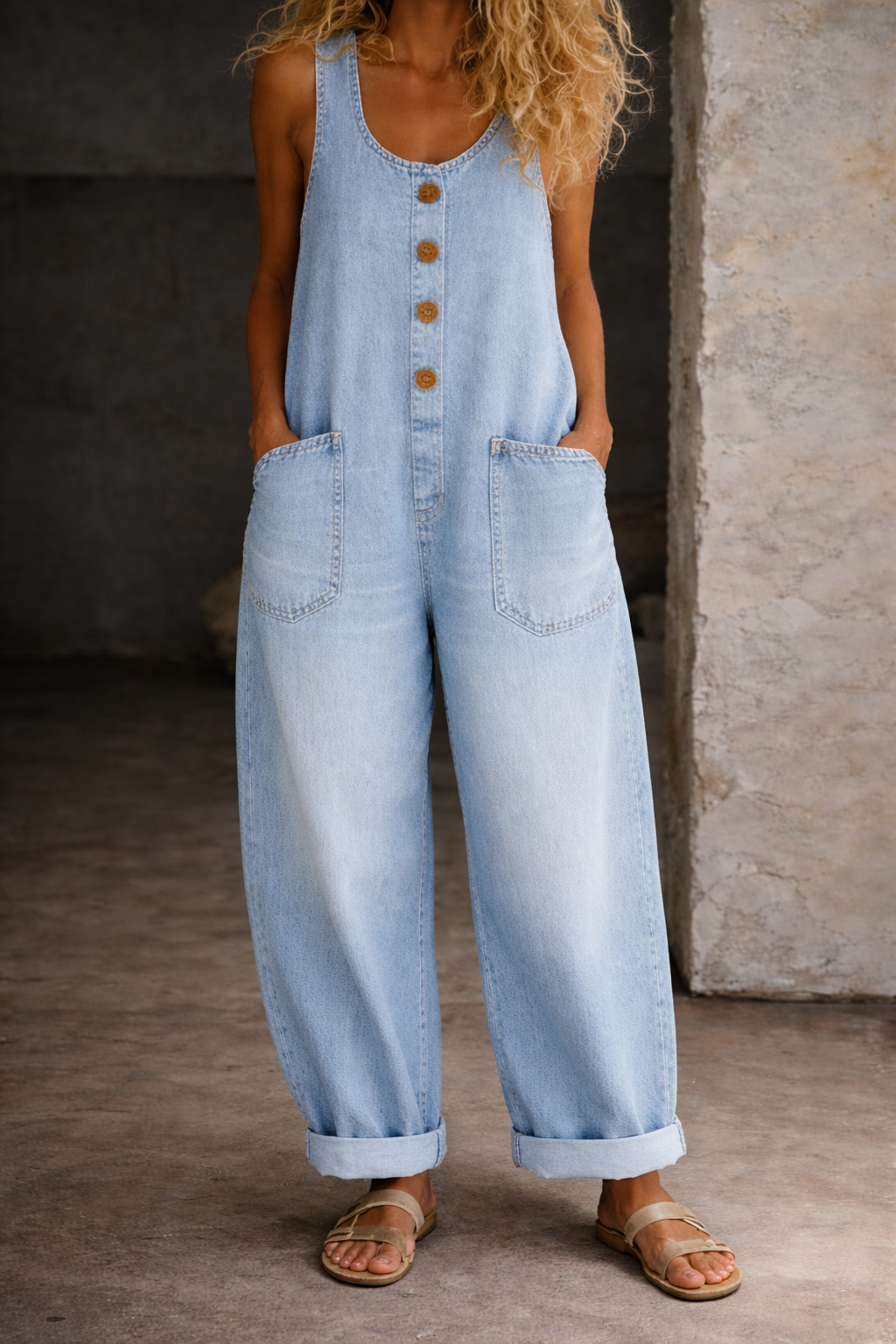 Salome | Vintage Washed Cotton Denim Overalls