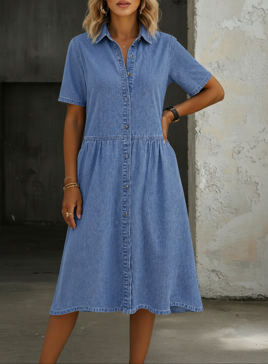 Carolina | Short-Sleeve Denim Dress