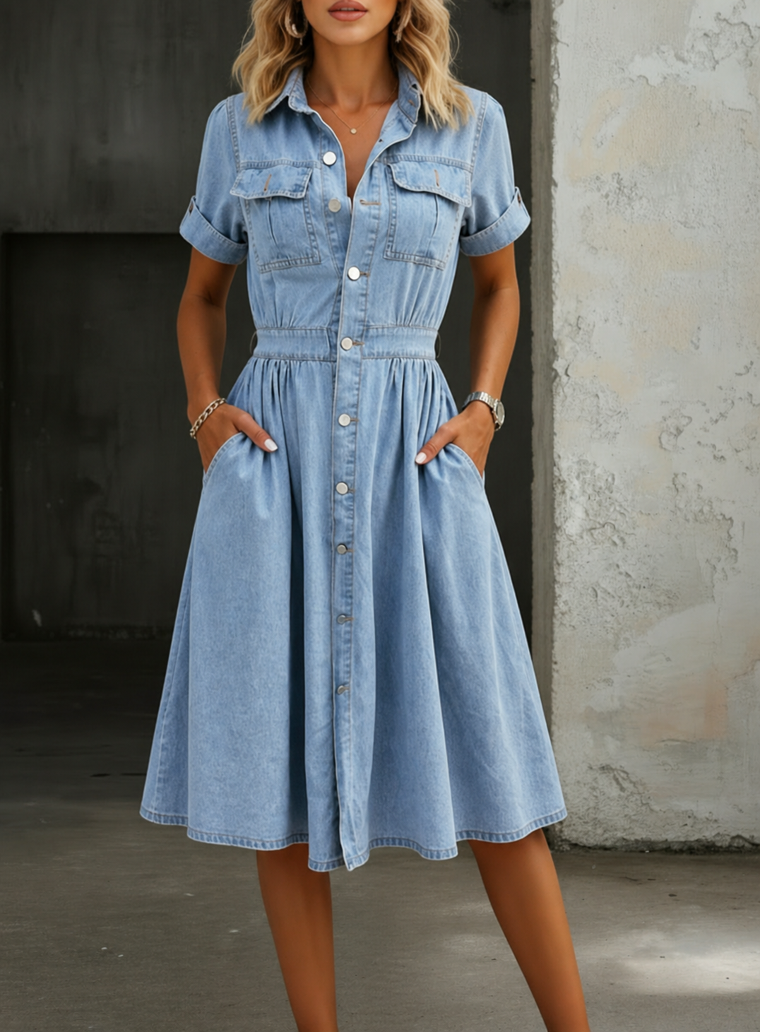 Débora | Short-Sleeve Denim Dress