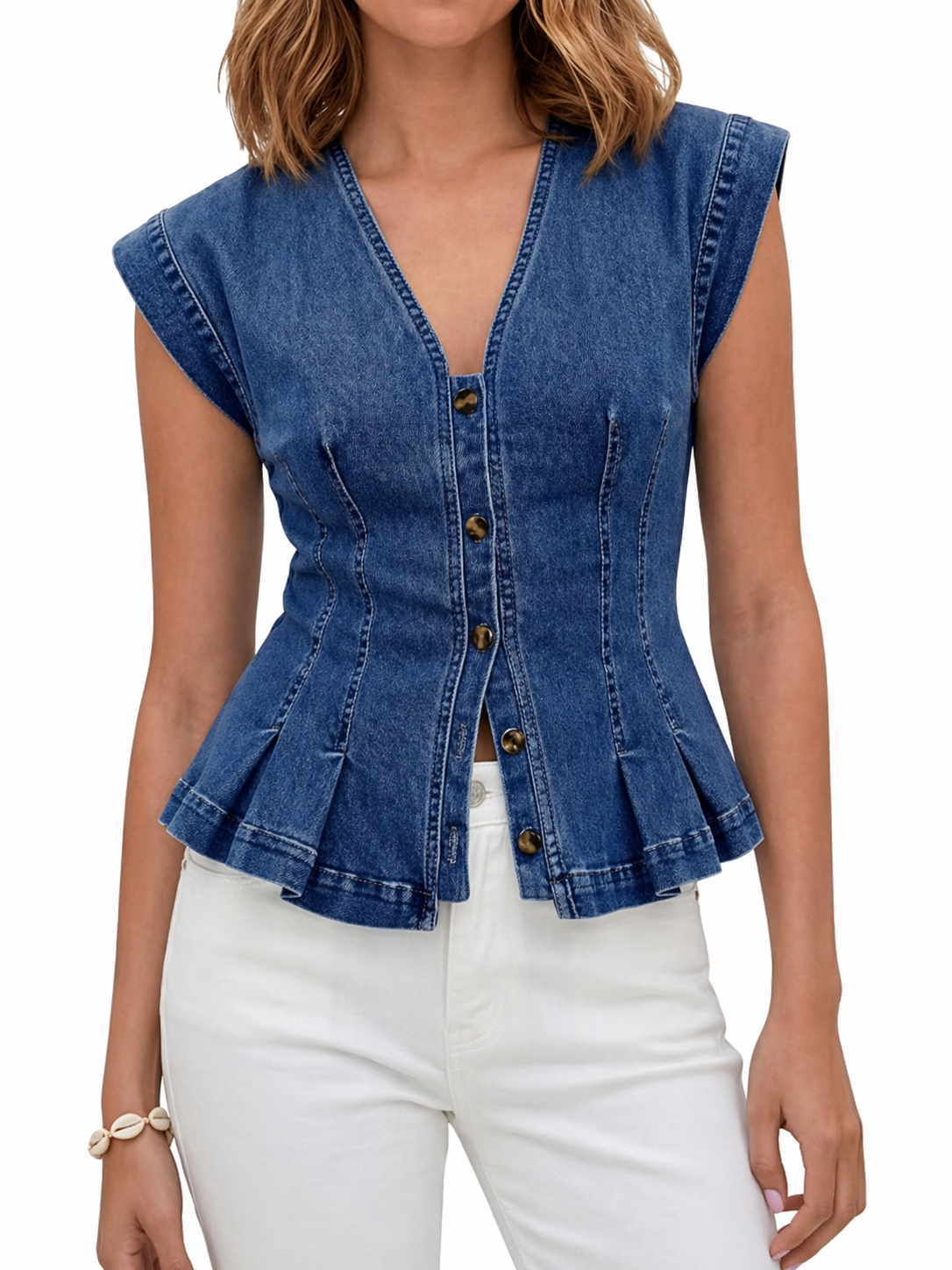 Vera | Denim V-Neck Top