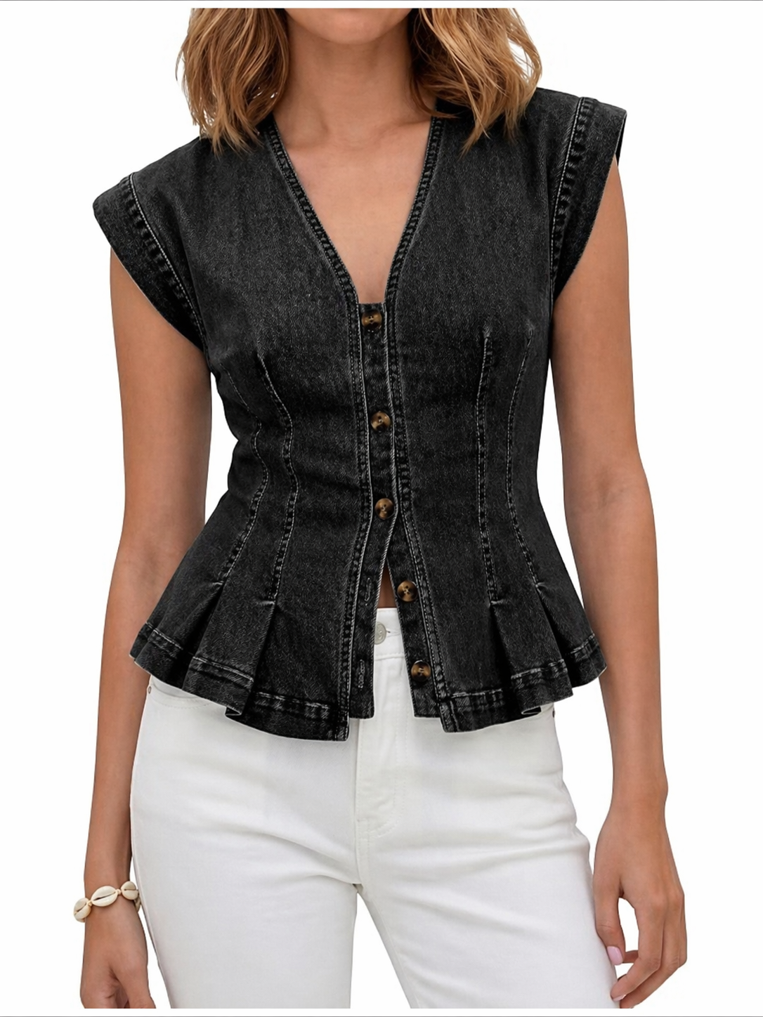Vera | Denim V-Neck Top