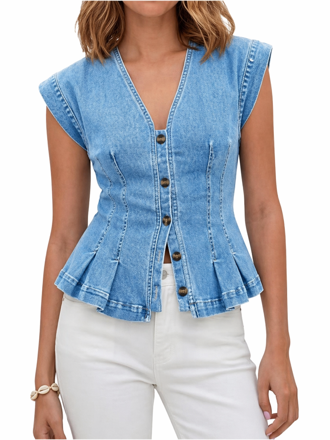 Vera | Denim V-Neck Top