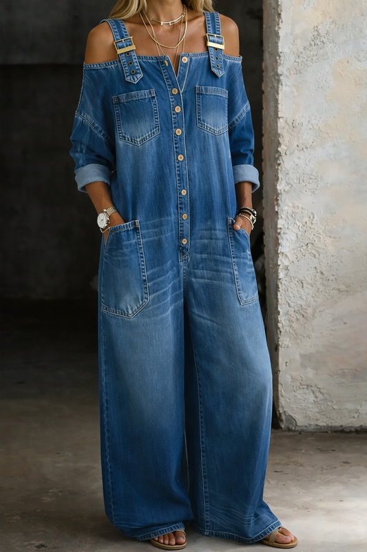 Sofía | Off-Shoulder Denim Jumpsuit