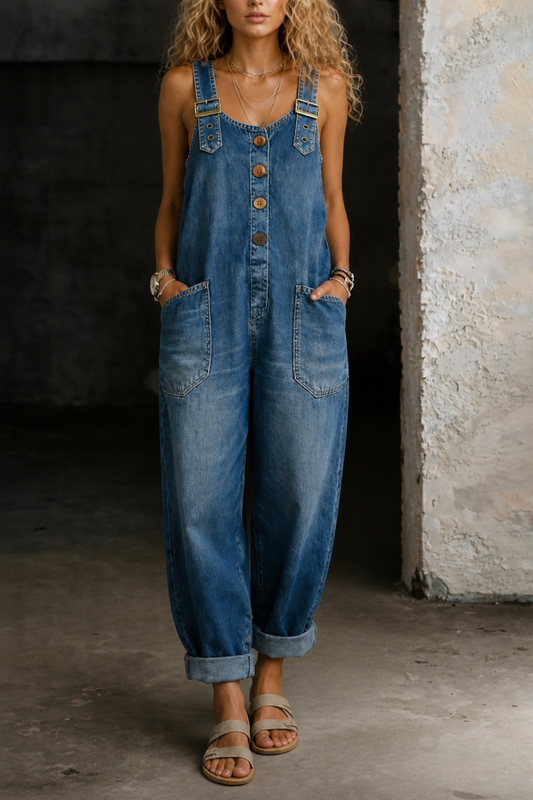 Moxelle | Denim Overall-Style Jumpsuit