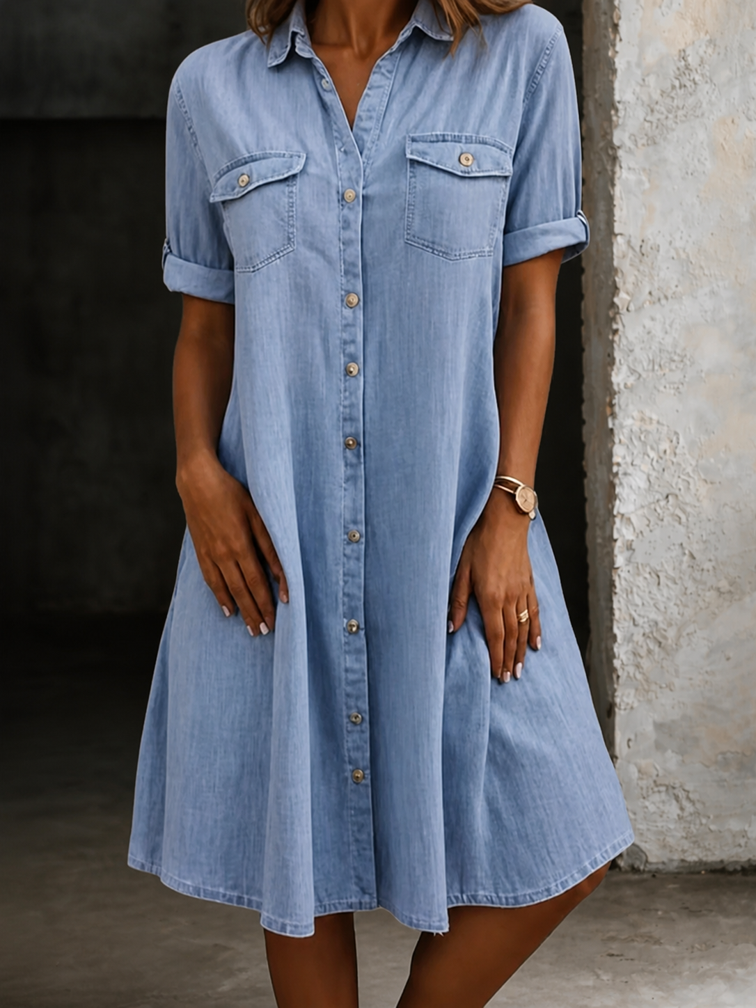 Patricia | Casual Denim-Style Midi Dress