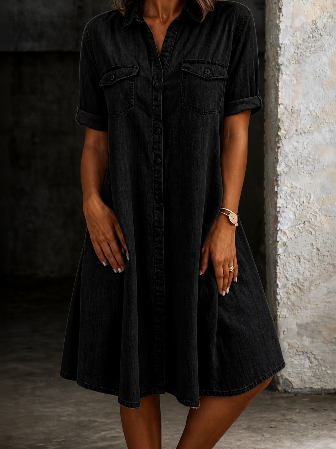 Patricia | Casual Denim-Style Midi Dress