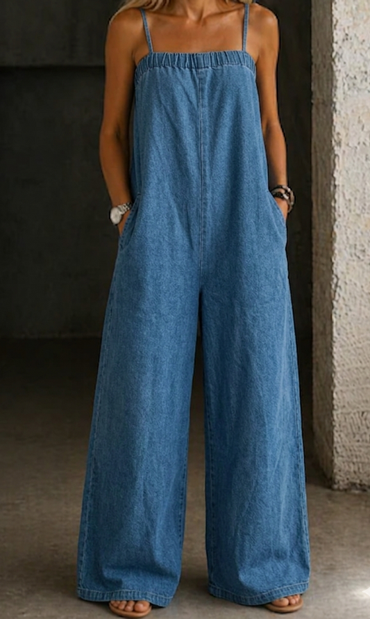 Monica | Wide-Leg Denim Jumpsuit