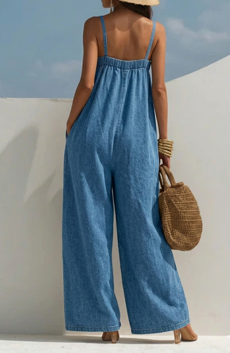 Monica | Wide-Leg Denim Jumpsuit