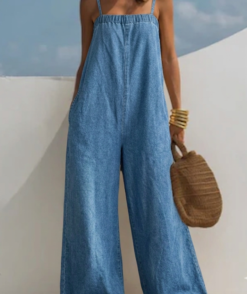 Monica | Wide-Leg Denim Jumpsuit