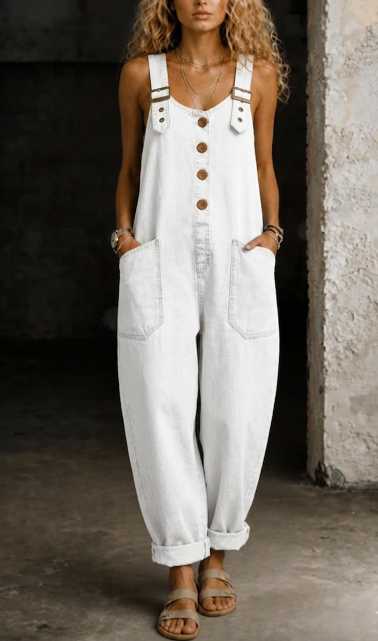 Moxelle | Denim Overall-Style Jumpsuit