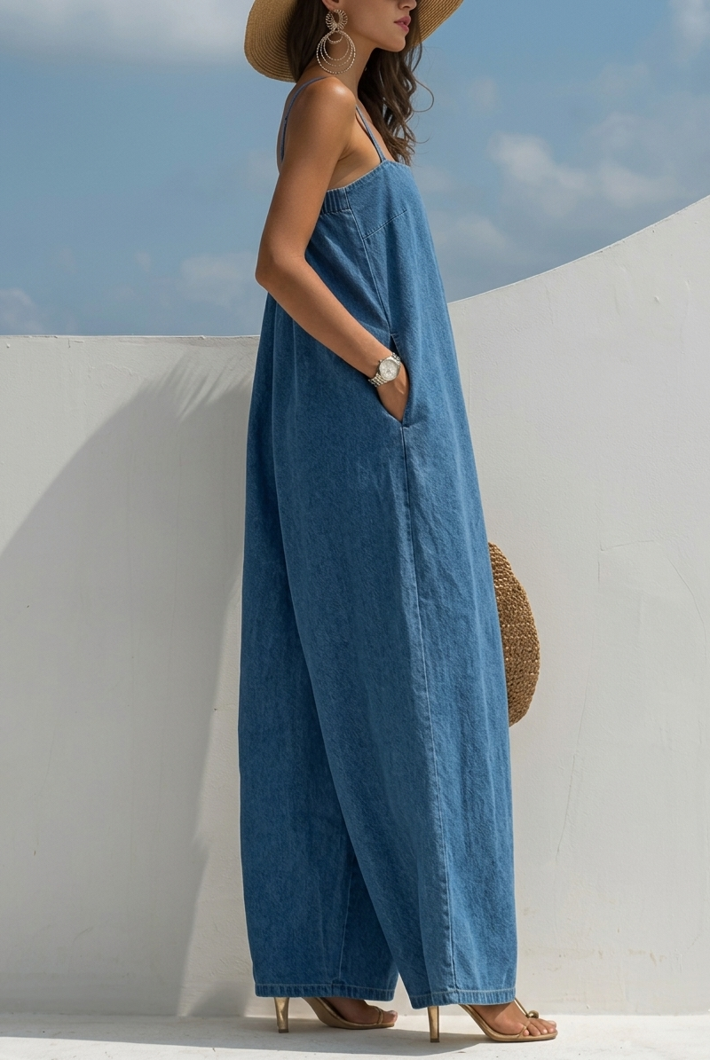 Monica | Wide-Leg Denim Jumpsuit