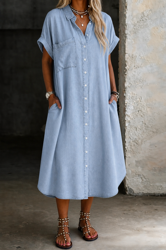 Karen | Lightweight Denim-Style Shirt Dress