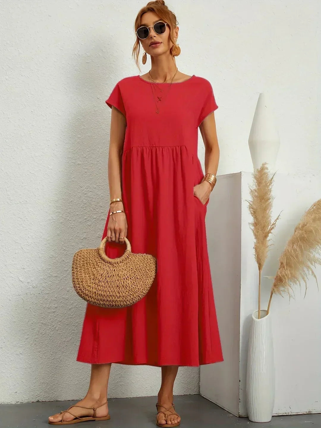 Gabrielle midi dress - Red