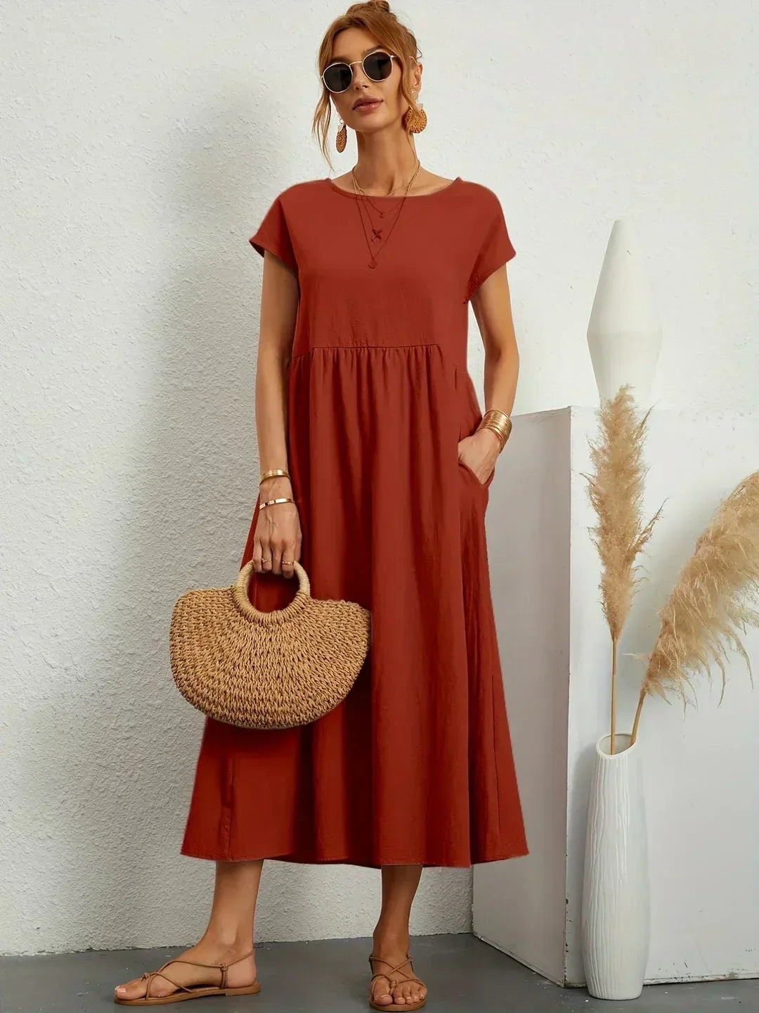Gabrielle midi dress - Brown