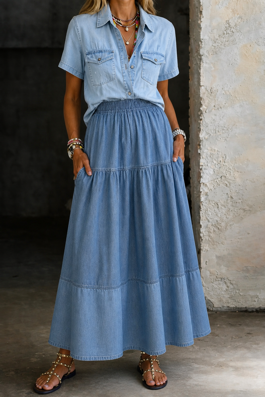Sara | Denim Skirt with Elastic Waist