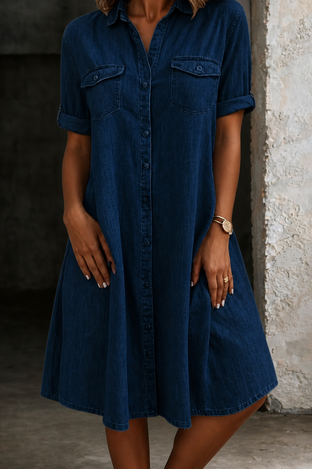 Patricia | Casual Denim-Style Midi Dress