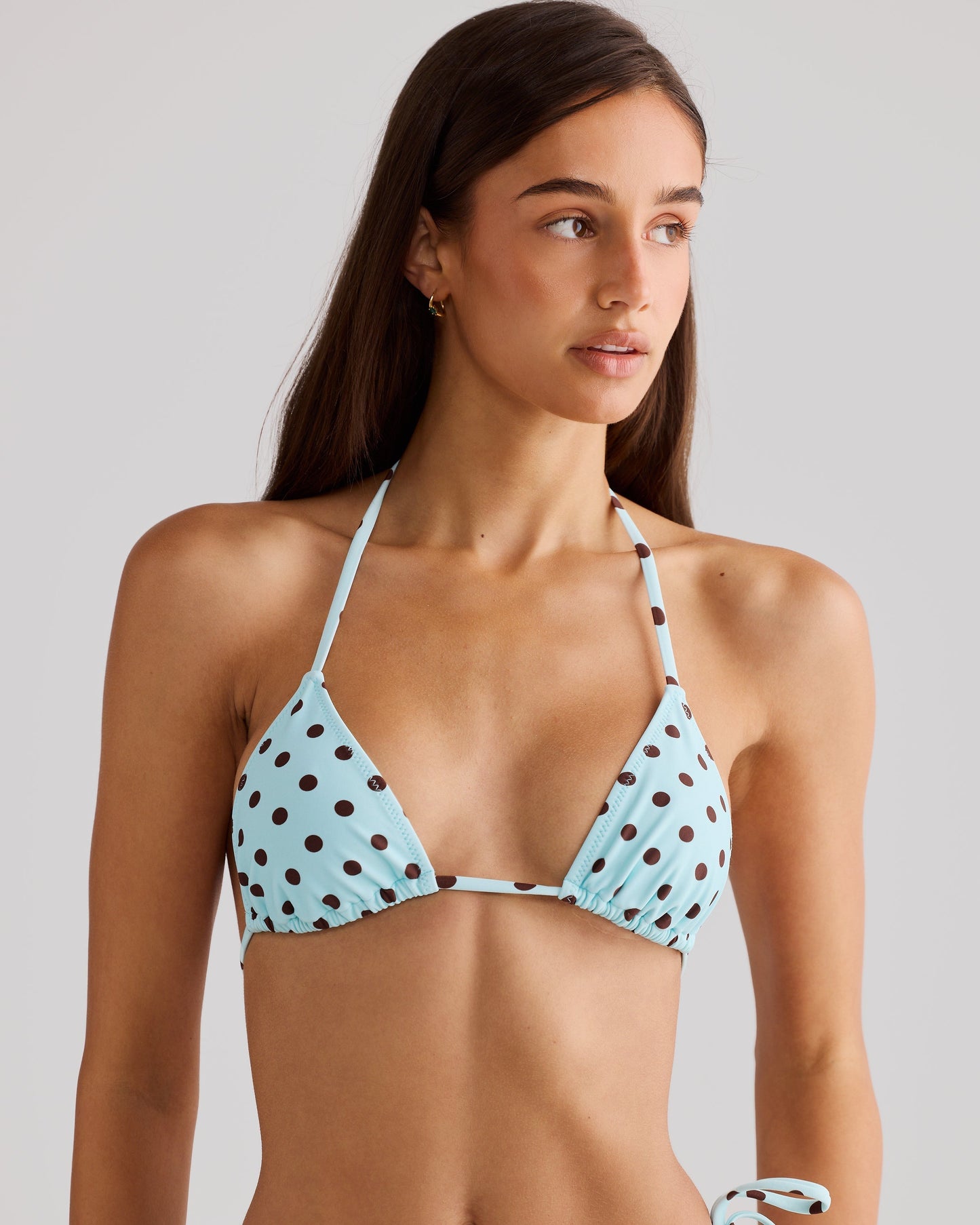 Top de bikini ELARA con Lazos en Azul con lunares