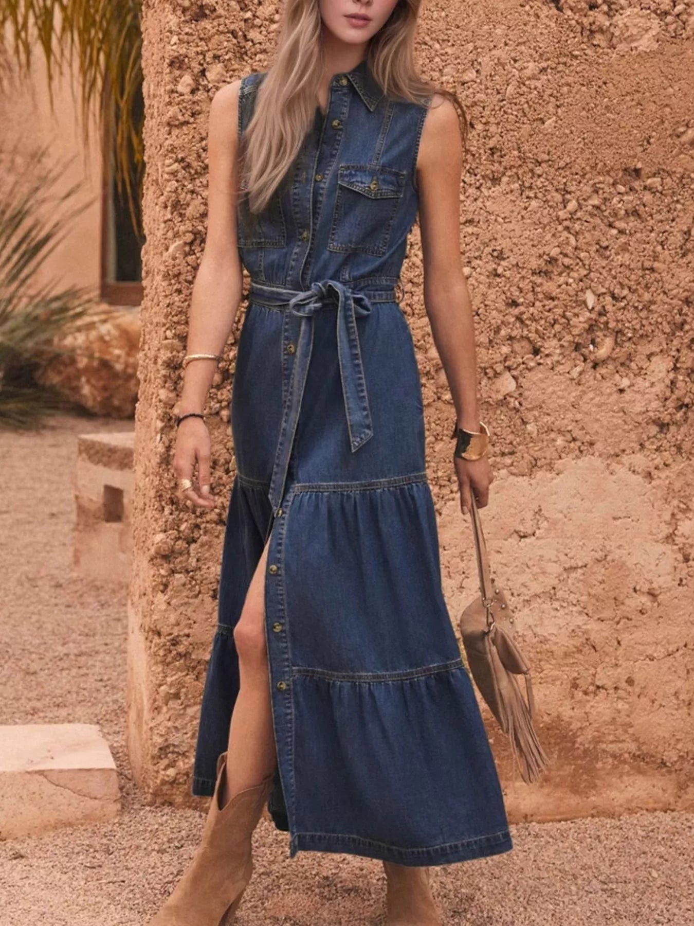 Catalina | Front-Button Denim Dress