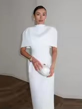 Vestido Capella -Vestido Midi Casual-Chic con Hombros Estructurados