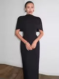 Vestido Capella -Vestido Midi Casual-Chic con Hombros Estructurados