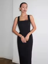 Vestido Capella -Vestido Midi Casual-Chic con Hombros Estructurados