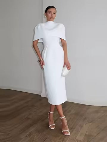 Vestido Capella -Vestido Midi Casual-Chic con Hombros Estructurados