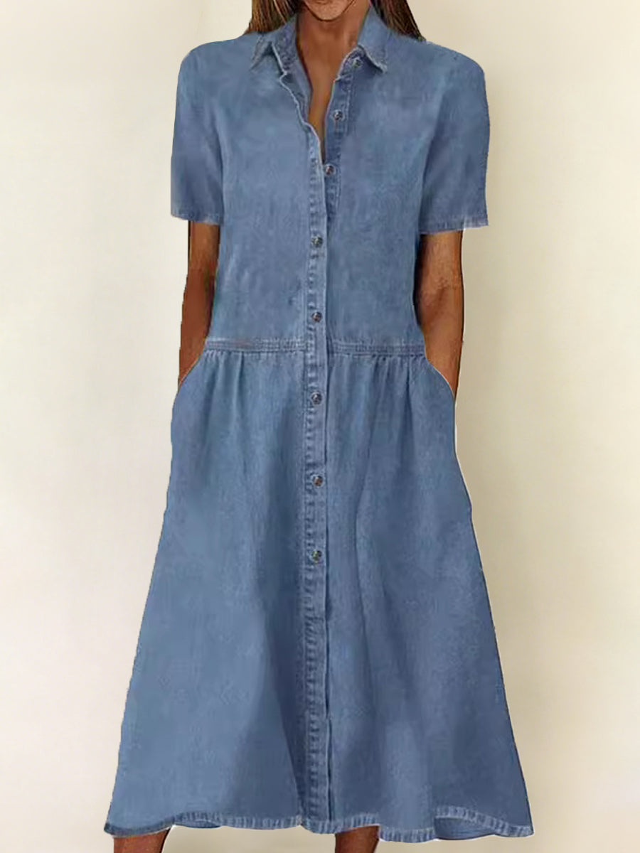 Carolina | Short-Sleeve Denim Dress