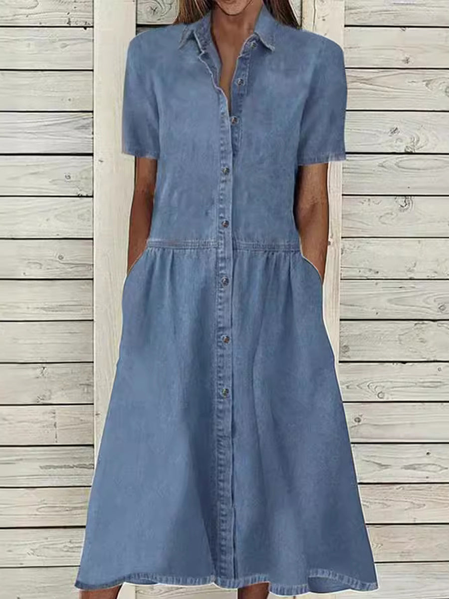Carolina | Short-Sleeve Denim Dress