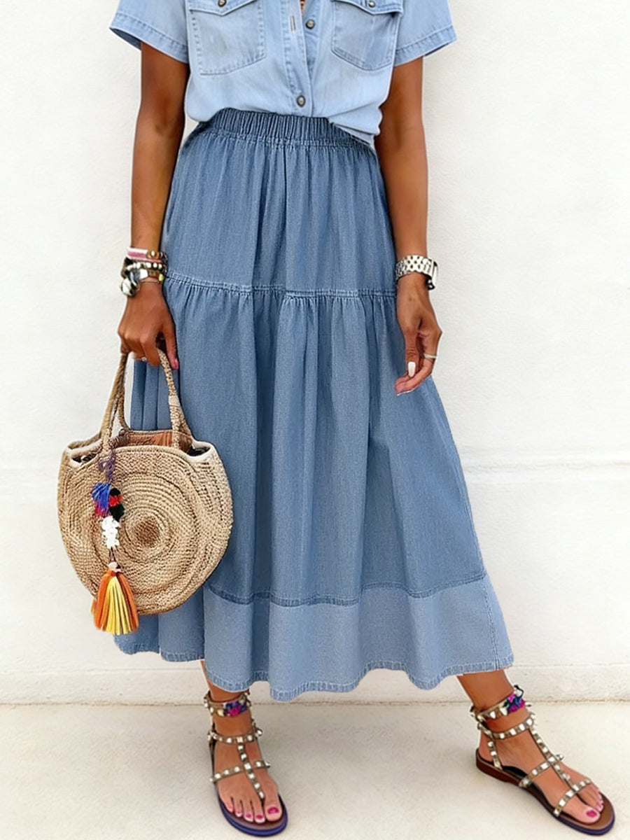 Sara | Denim Skirt with Elastic Waist