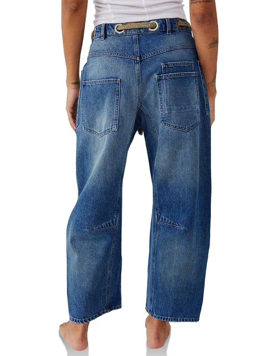 Margarita | Patchwork Jeans with Adjustable Drawstring