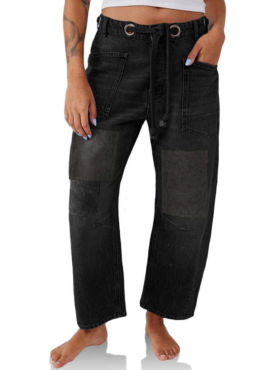 Margarita | Patchwork Jeans with Adjustable Drawstring